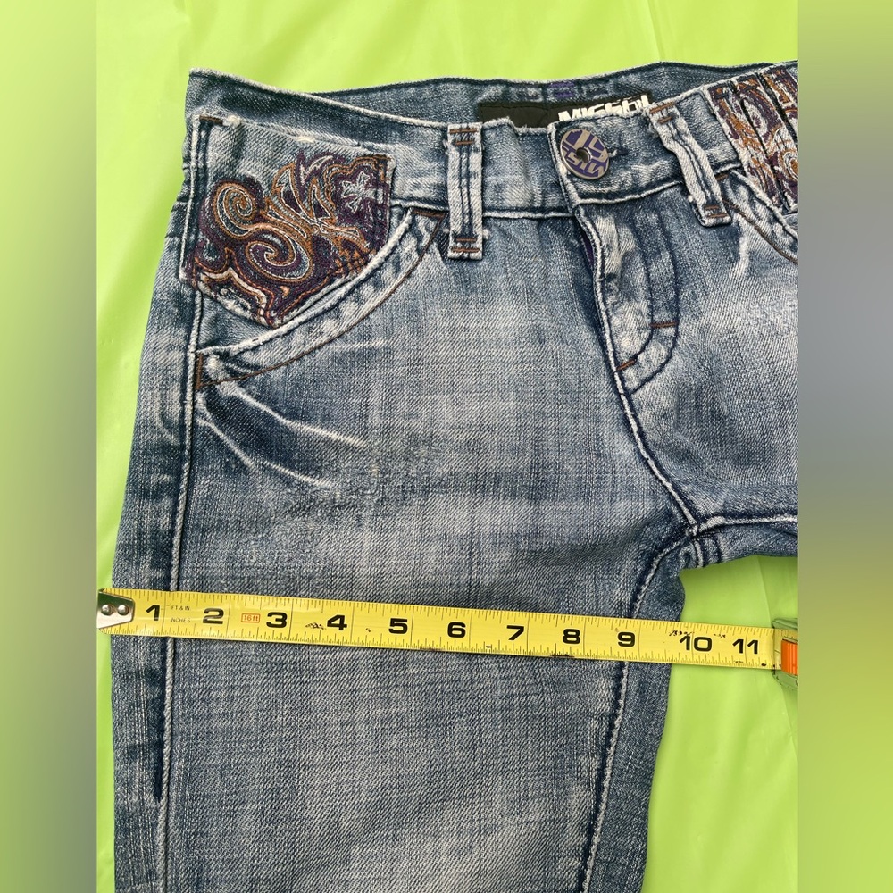 LOW RISE MISS SIXTY YK2 VINTAGE BLUE JEANS ,DISTRESS WITH EMBROILED POCKETS  24 - Picture 11 of 16